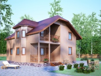 Каркасный дом 8х10 | Полутороэтажные деревянные дома с террасой 8х10