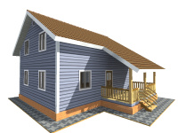 Каркасный дом 7х9 | Полутороэтажные деревянные дома с террасой 7х9