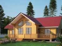 Дом из бруса 12х14 | Одноэтажные деревянные дома с террасой 12х14